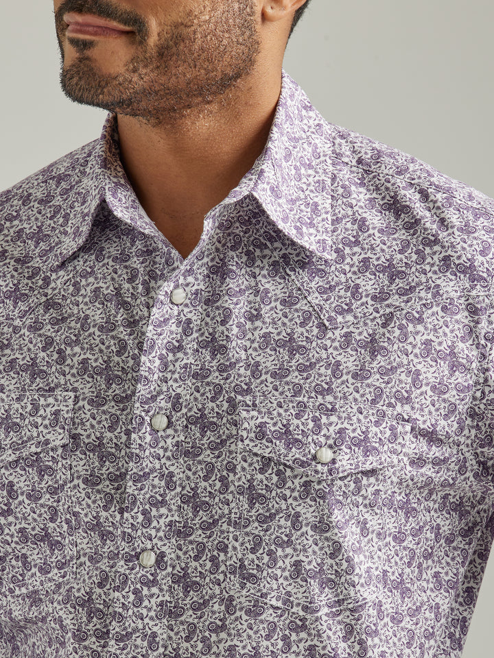 Wrangler Men's 20X Competition Advanced Comfort Purple Western Snap Shirt