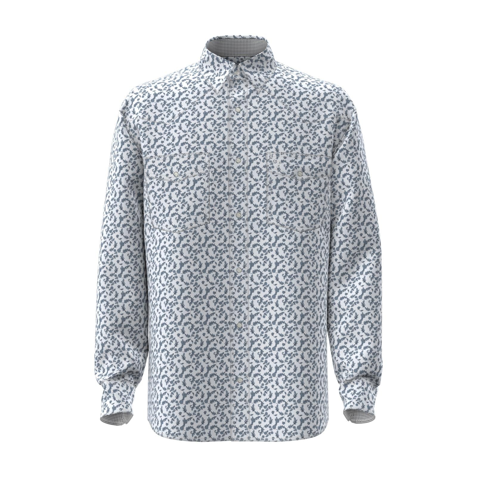 Men's Wrangler® George Strait™ Troubadour Long Sleeve Western Snap Shirt-Coffee Splash