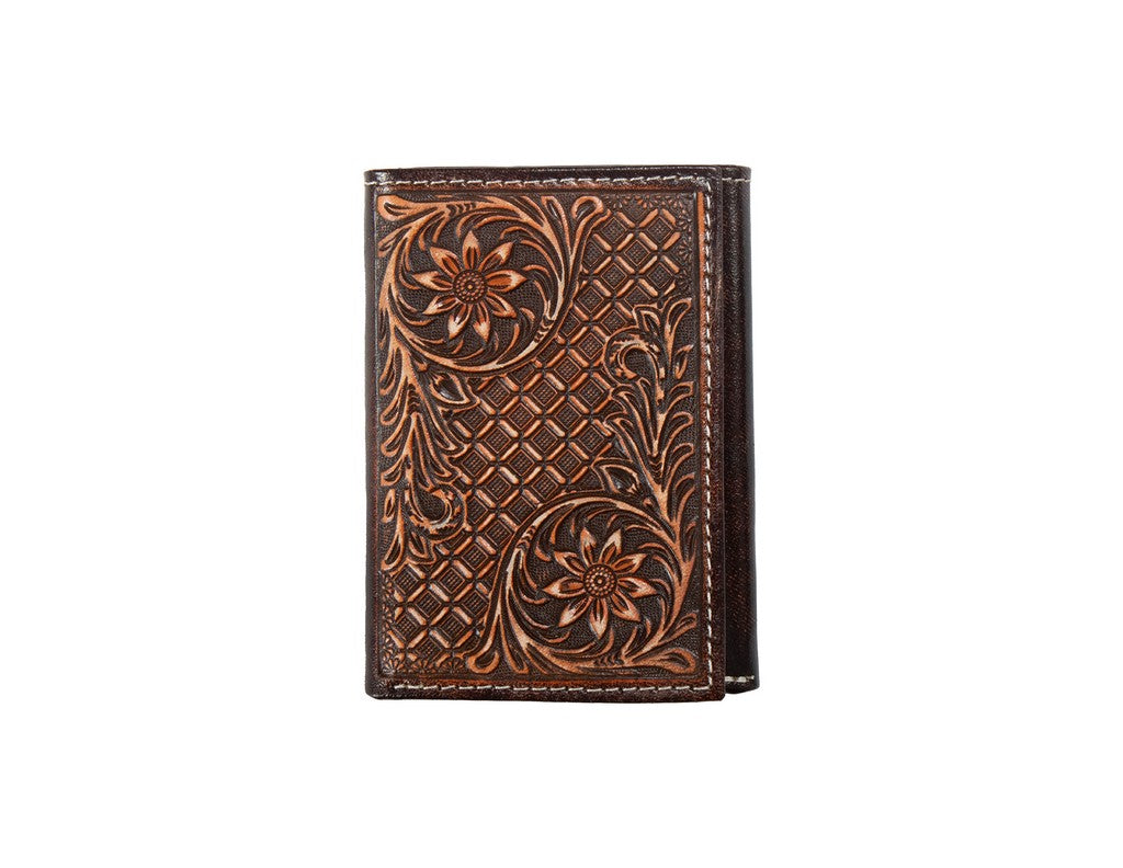 Nocona Trifold Floral Corners Brown