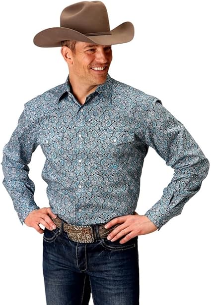 Roper 2238 Mallard Paisley (Teal) - Men's Western Shirt