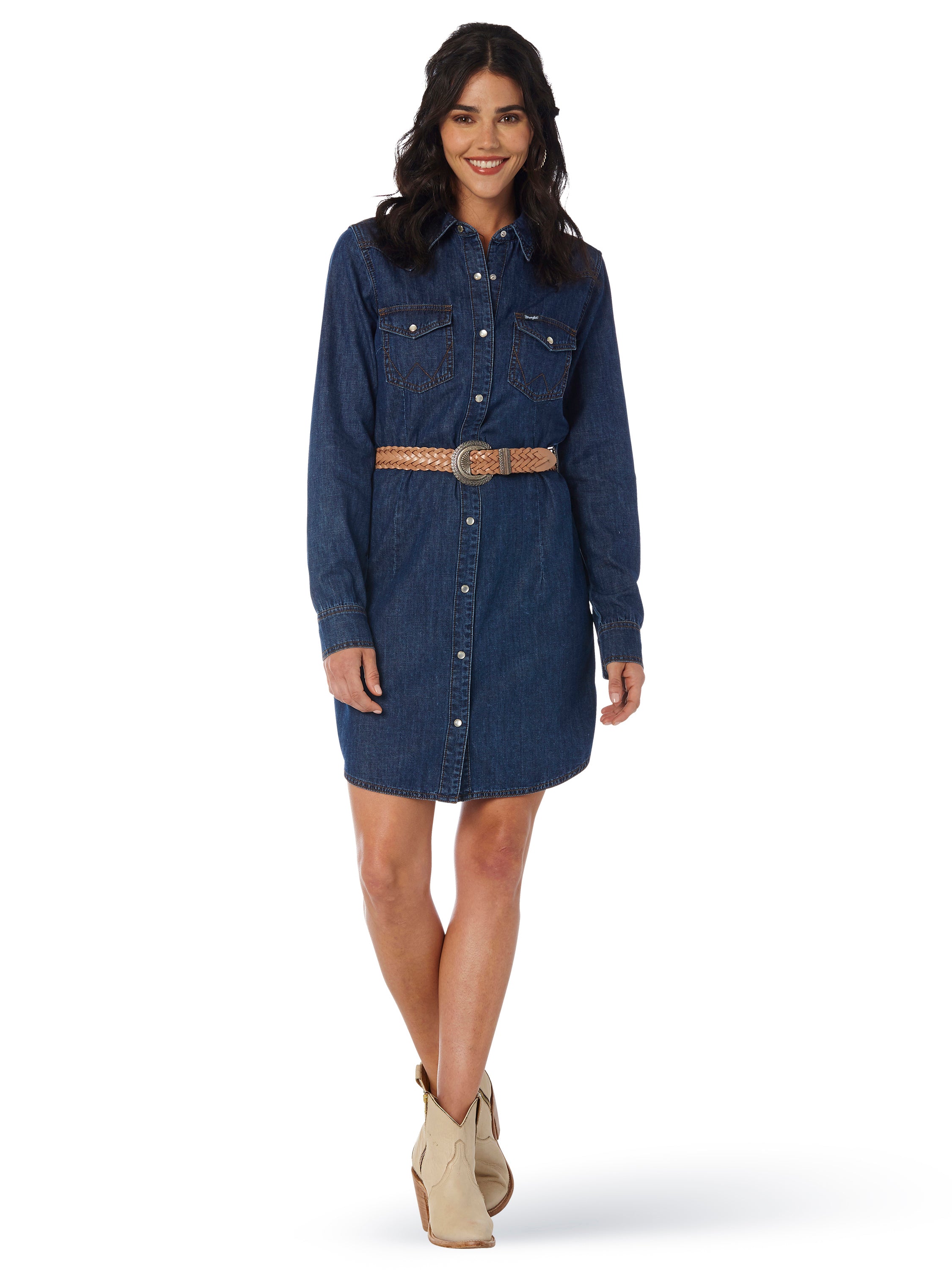 Wrangler Women's Retro Long Sleeve Western Denim Shirt Dress – Gavel