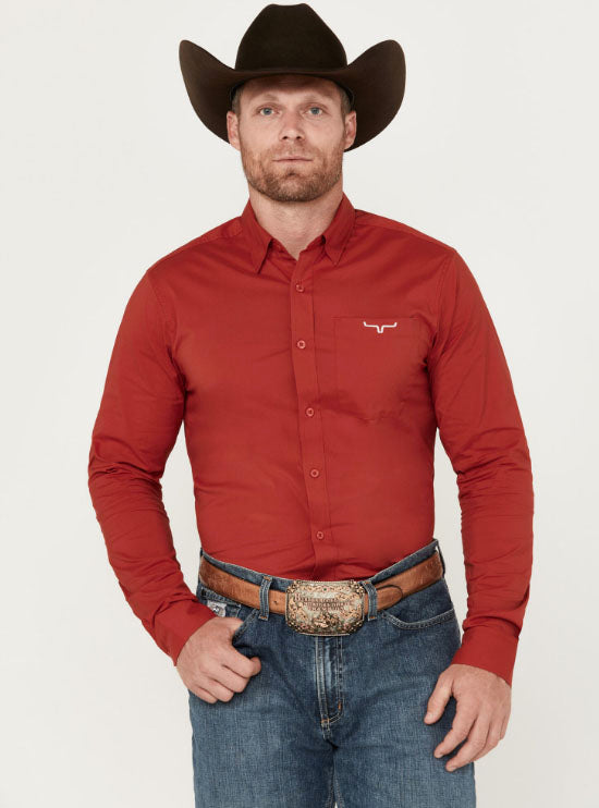 Kimes Ranch Men's KR Team Dress Shirt Red / Large
