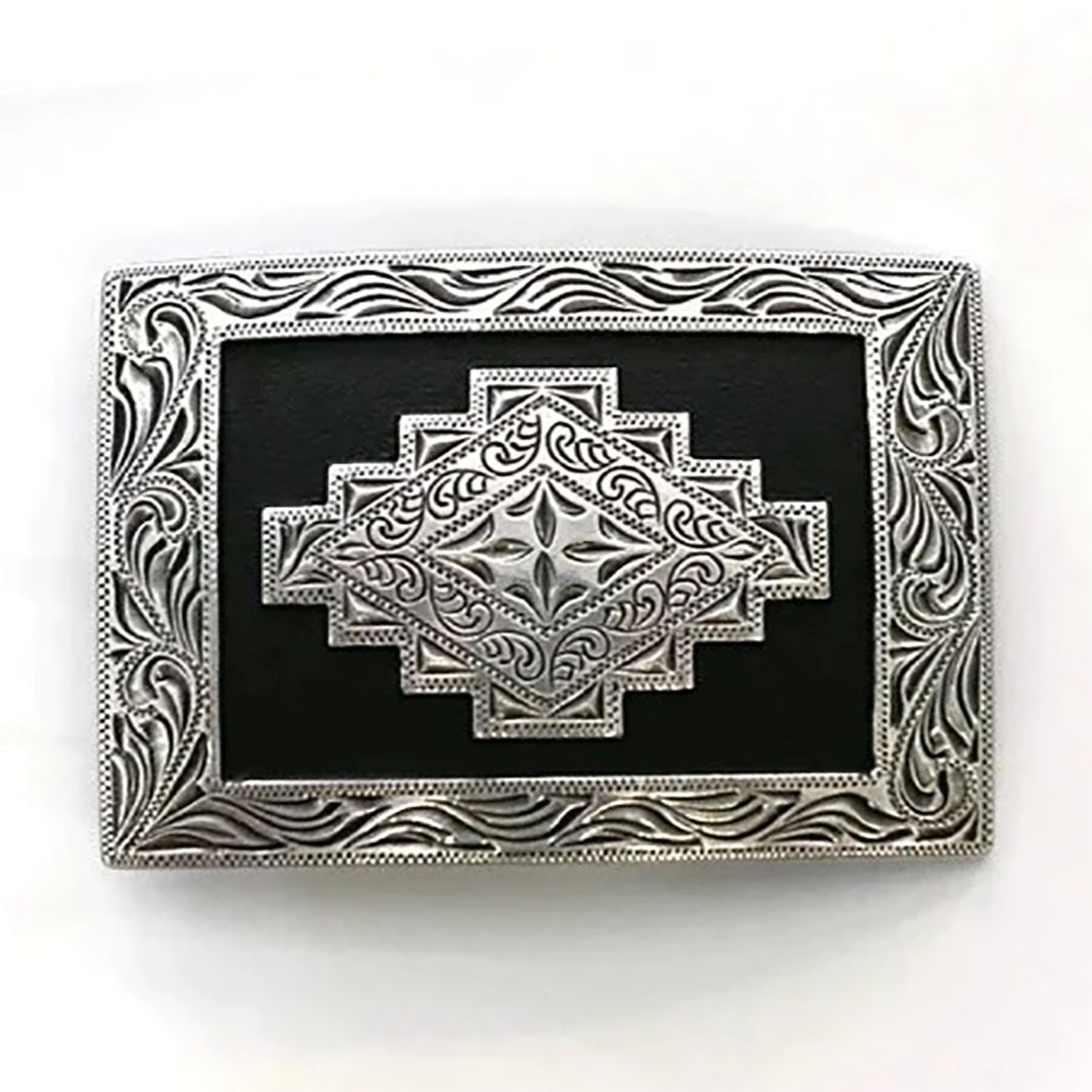 Nocona Rectangle Scroll Edge Aztec Belt Buckle Gavel Western Wear