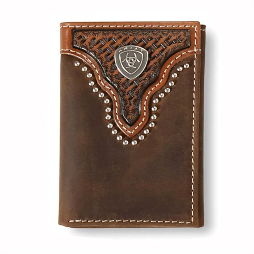 Ariat Trifold Basket Weave Sunburst Embossing wallet