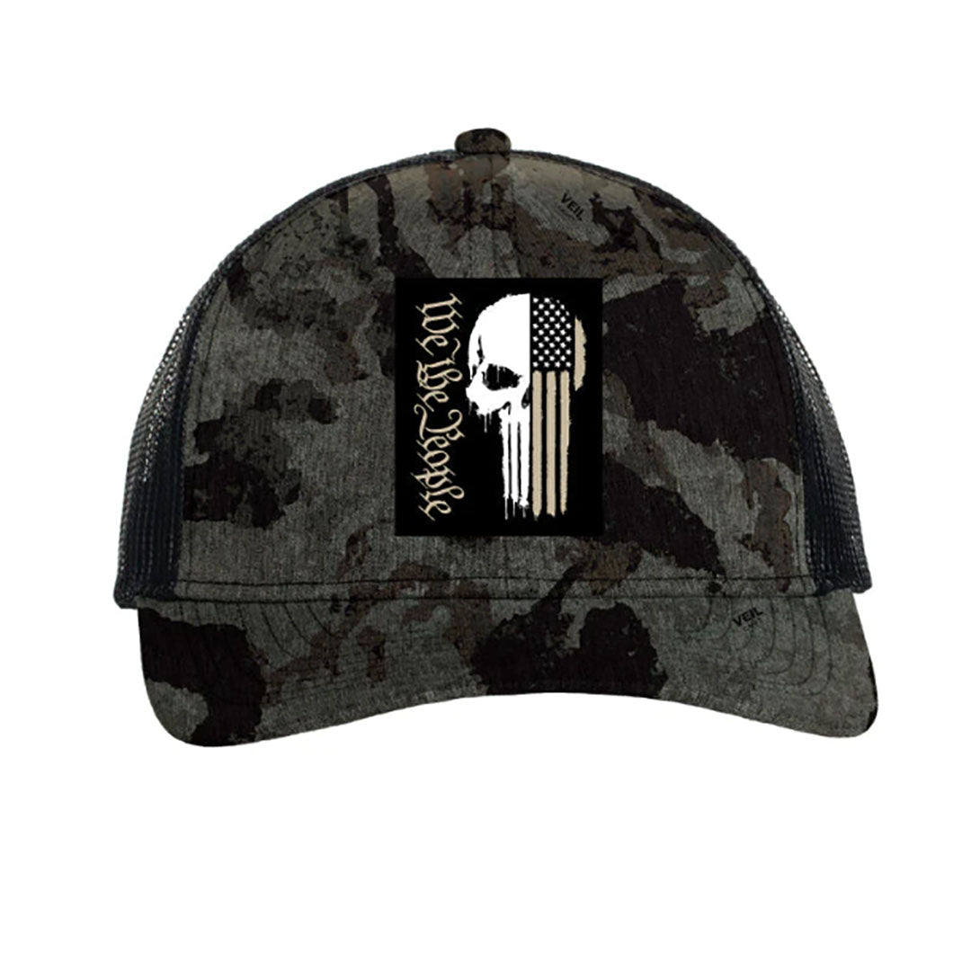 Howitzer People Skull Trucker Hat - Heather Grey Multi