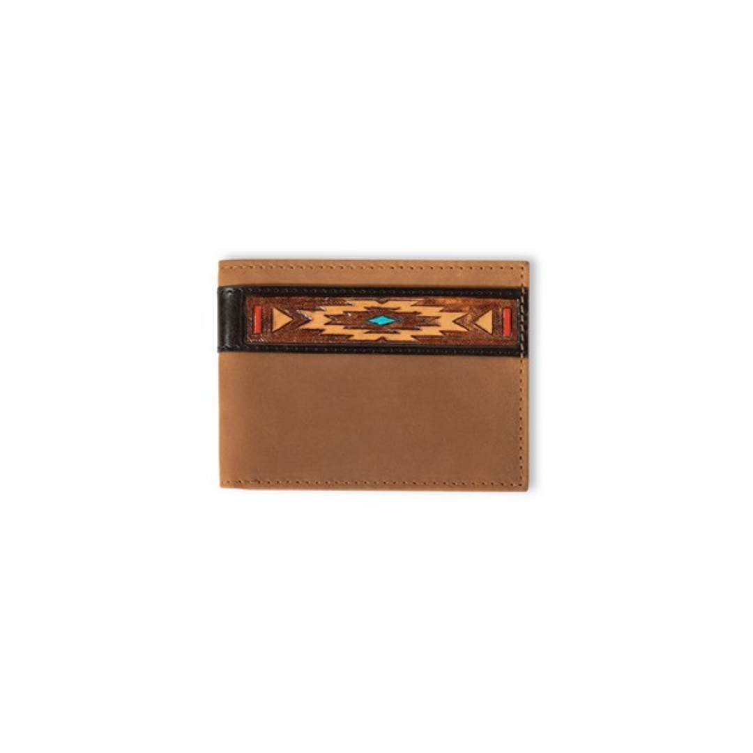 Ariat Mens Bifold Style Wallet Southwestern Aged Bark Wallet