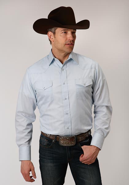 Roper Men's Tone on Tone Stripe Light Blue Snap Shirt