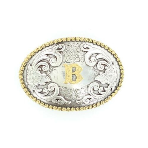 Nocona Oval Initial Rope Edge Belt Buckle