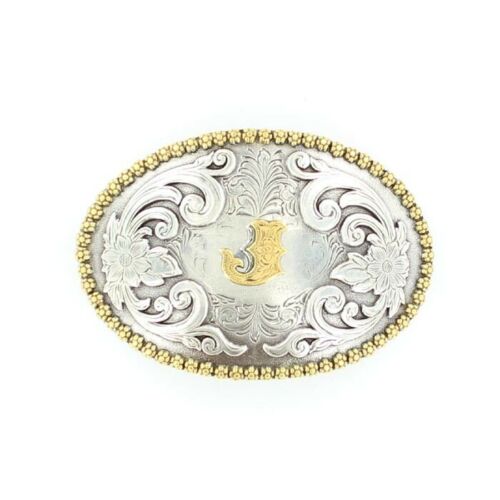 Nocona Oval Initial Rope Edge Belt Buckle