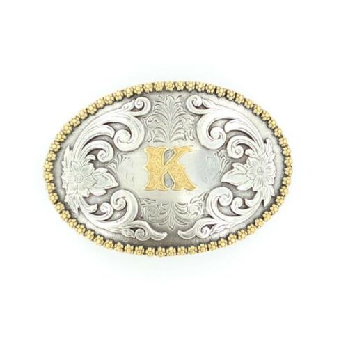 Nocona Oval Initial Rope Edge Belt Buckle