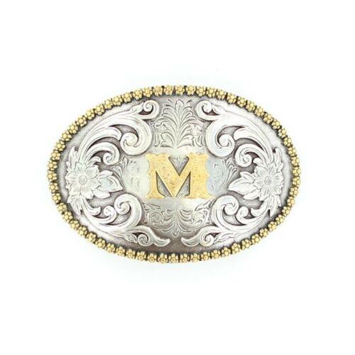 Nocona Oval Initial Rope Edge Belt Buckle