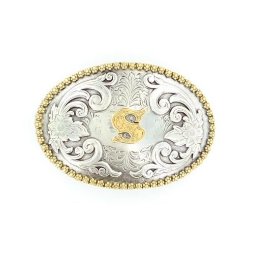 Nocona Oval Initial Rope Edge Belt Buckle