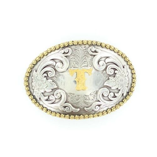 Nocona Oval Initial Rope Edge Belt Buckle