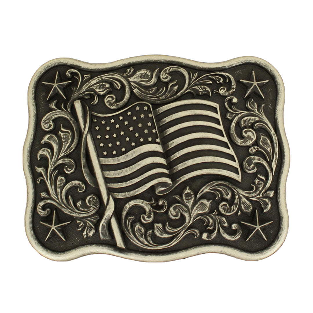 Nocona Smoot Edge USA Flag Belt Buckle