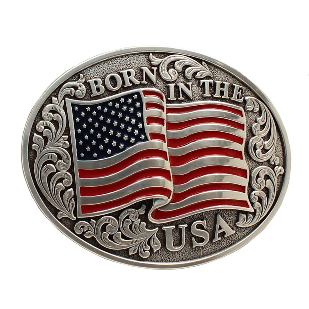 Nocona Oval US Flag Belt Buckle
