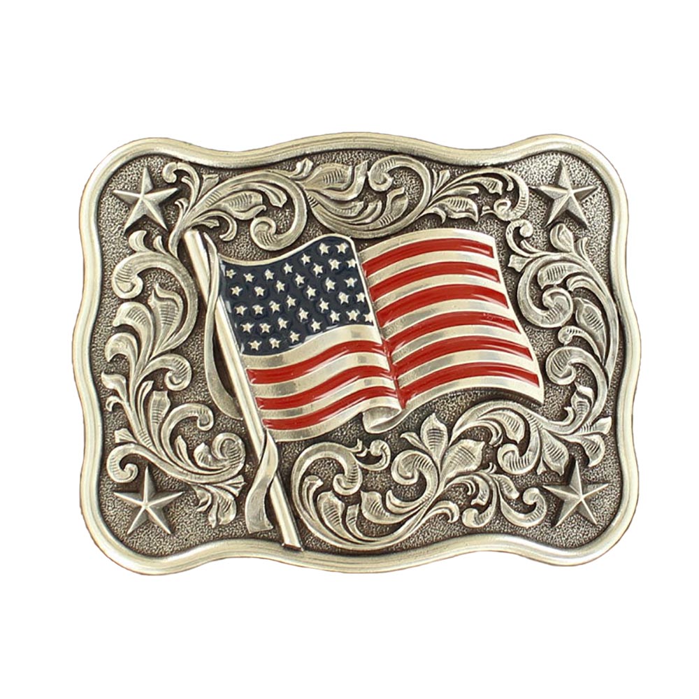 Nocona USA Flag Smooth Edge Belt Buckle