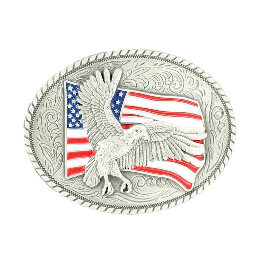 Nocona Oval American Flag/Eagle Belt Buckle