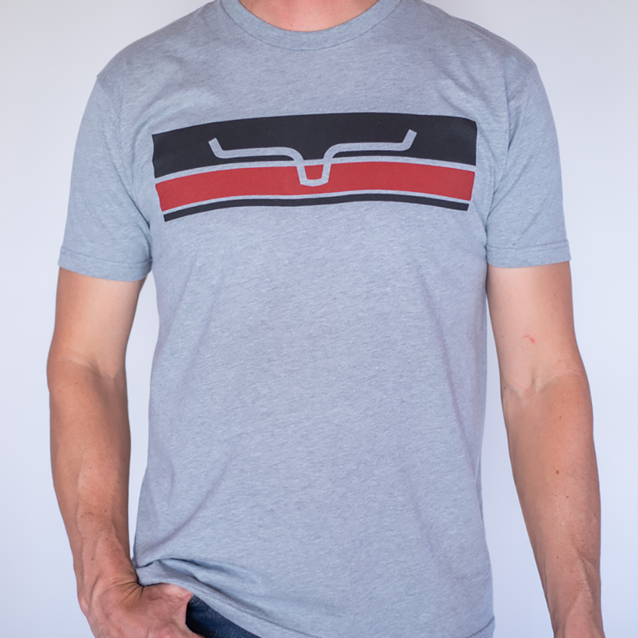 Kimes Ranch Men's Broken Stripe Grey T-Shirt