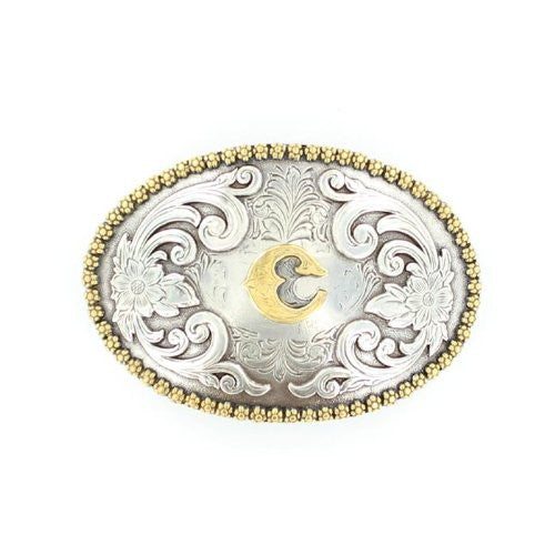 Nocona Oval Initial Rope Edge Belt Buckle
