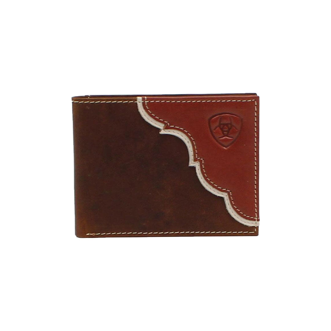 Ariat Men's Two Tone Shield Logo Tan Bifold Wallet