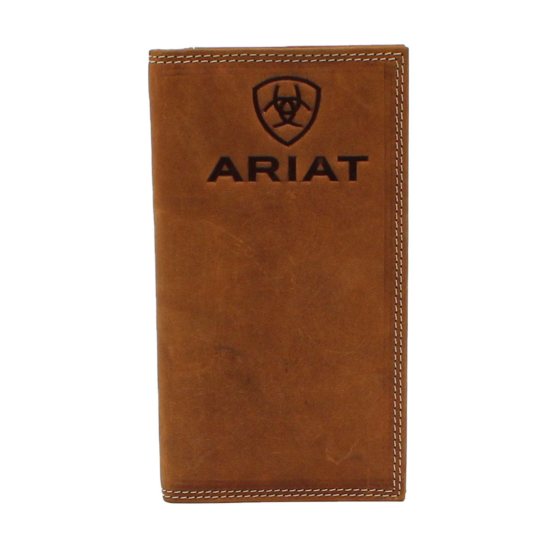 Ariat Men's Embossed Logo Medium Brown Rodeo Wallet