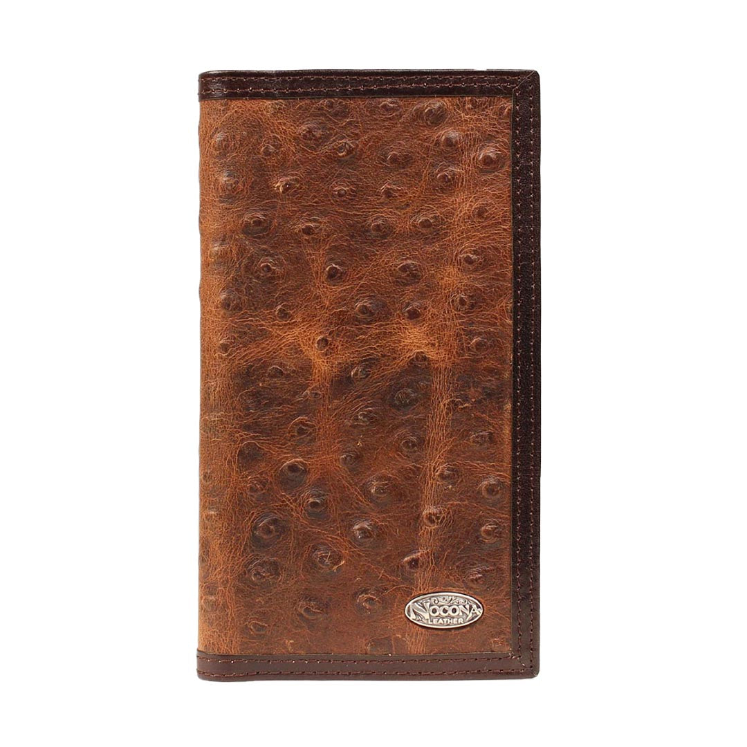 Nocona Ostrich Print Brown Rodeo Leather Wallet