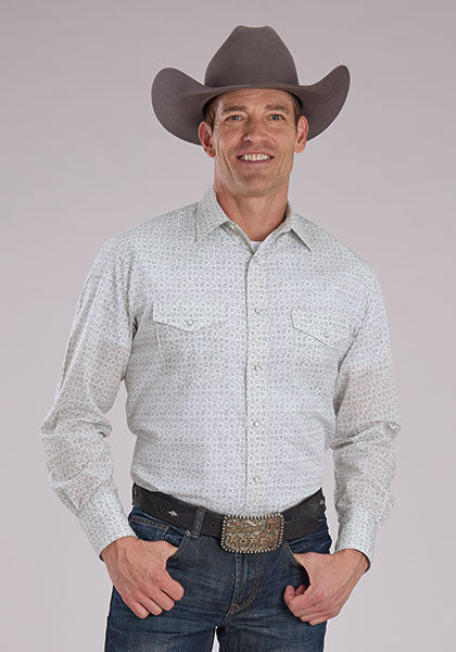 Roper Men's Long Sleeve Grey/White Floral Snap Print Shirt