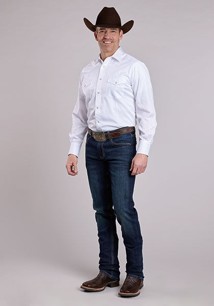 Roper Men's Long Sleeve Snap Rancher's Crease White Stripe Tone Shirt