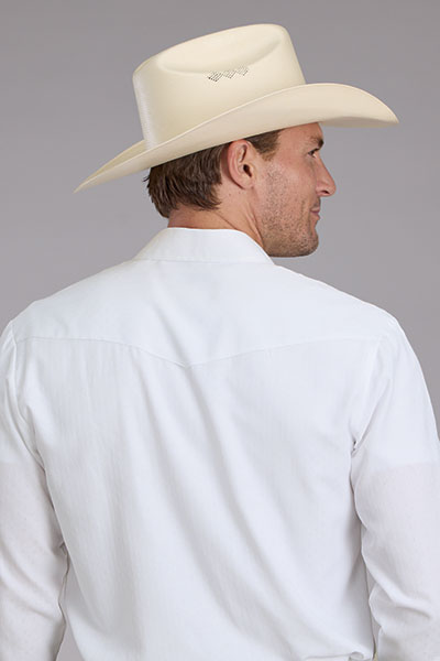 Roper Men's Long Sleeve White Solid Tone Snap Shirt