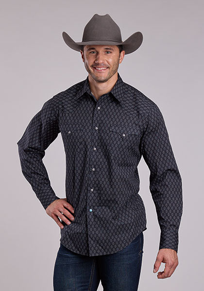 Roper Men's TQ Aztec Long Sleeve Shirt - Grey