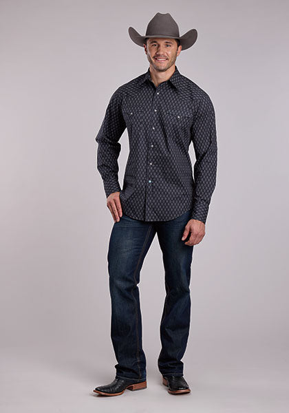 Roper Men's TQ Aztec Long Sleeve Shirt - Grey