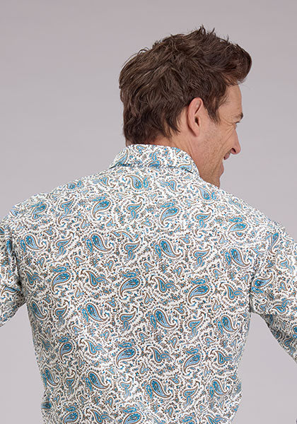 Roper Men's Long Sleeve Vintage Paisley Performance Snap Shirt