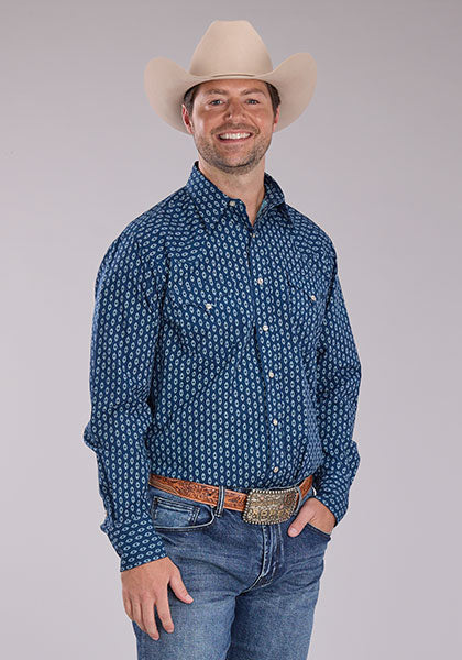 Roper Men's Long Sleeve DryBrush Diamonds Snap Shirt