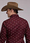 Roper Men's Long Sleeve Allover Skull Print Snap Shirt - Wine