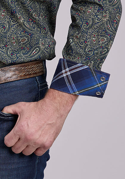 Roper Men's Long Sleeve Forest Paisley Snap Shirt