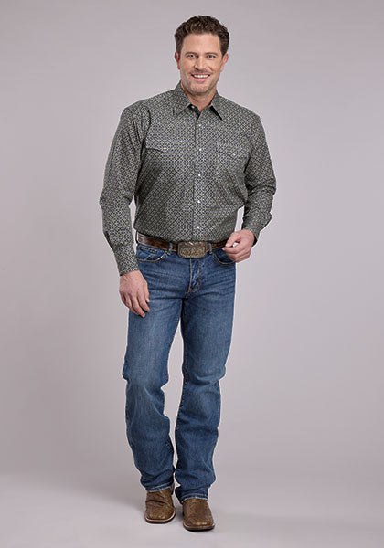 Roper Men's Long Sleeve Pine Foulard Snap Shirt