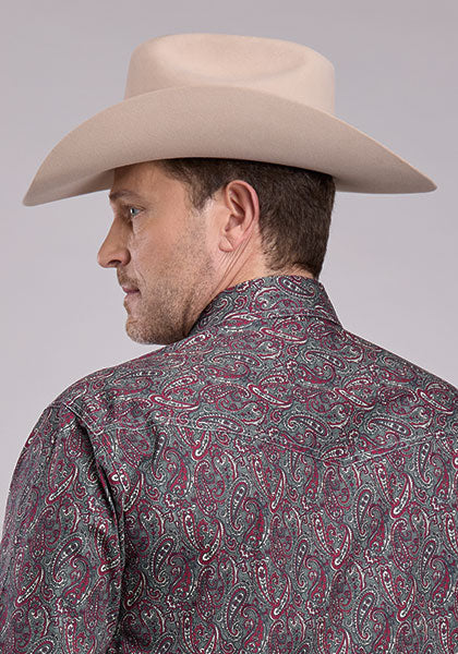 Roper Men's Long Sleeve Amarillo Print Snap Shirt - Iron Paisley