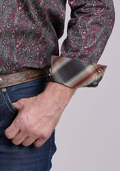 Roper Men's Long Sleeve Amarillo Print Snap Shirt - Iron Paisley