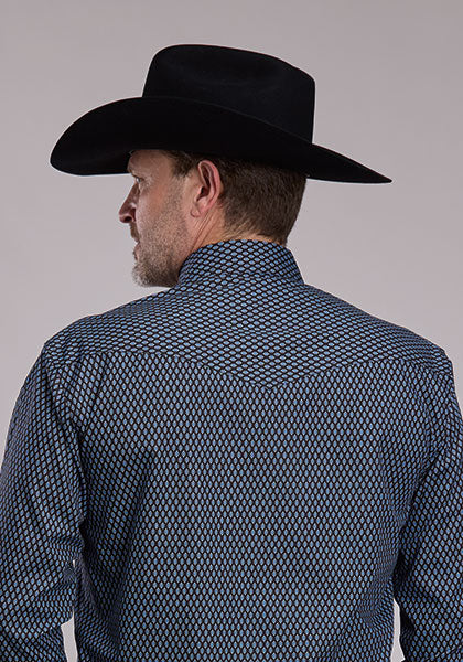 Roper Men's Long Sleeve Amarillo Print Snap-Black