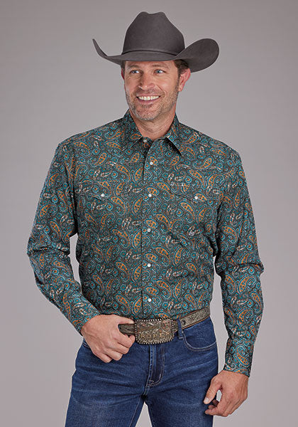 Roper Men's Long Sleeve Dusk Paisley Amarillo Snap Shirt