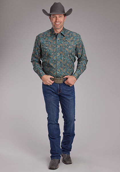 Roper Men's Long Sleeve Dusk Paisley Amarillo Snap Shirt