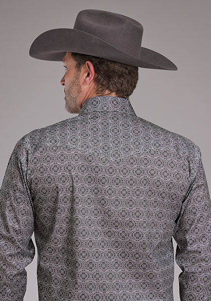 Roper Men's Long Sleeve Grey Medallion Paisley Amarillo Snap Shirt