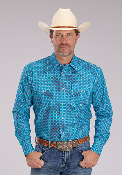 Roper Men's Long Sleeve Amarillo Bluebird Foulard Snap Shirt