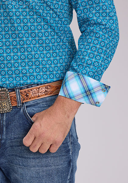 Roper Men's Long Sleeve Amarillo Bluebird Foulard Snap Shirt