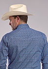 Roper Men's Long Sleeve Amarillo Snap Print- Sky Blue