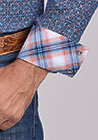 Roper Men's Long Sleeve Amarillo Snap Print- Sky Blue