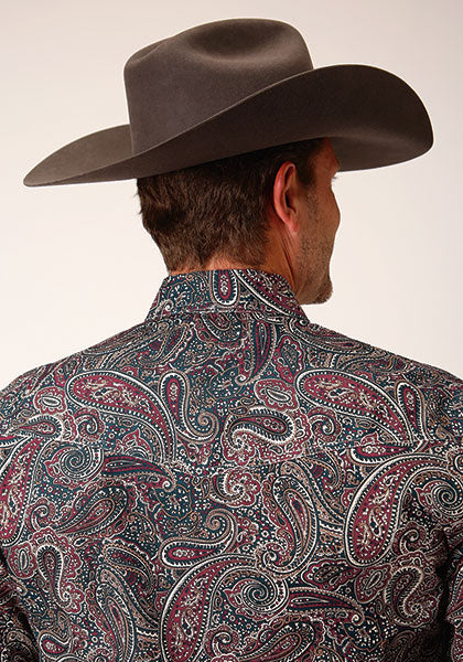 Roper Men's Old Time Paisley Amarillo Long Sleeve Snap Allover Print Shirt