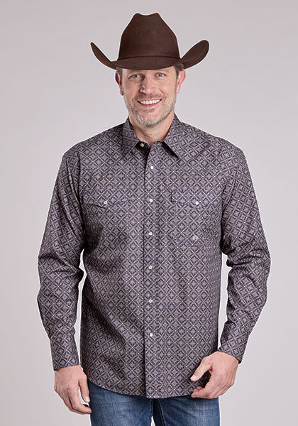 Roper Men's Long Sleeve Amarillo Snap Plum Foulard Shirt