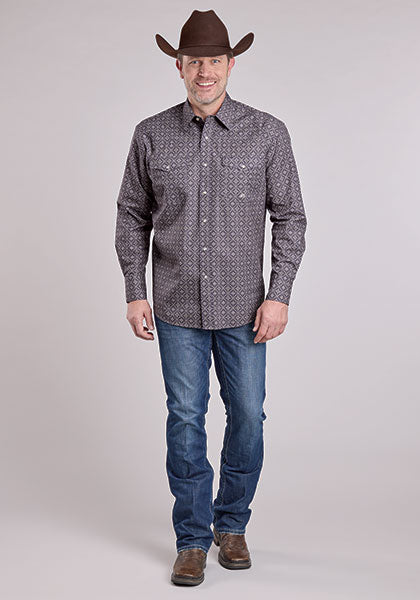 Roper Men's Long Sleeve Amarillo Snap Plum Foulard Shirt