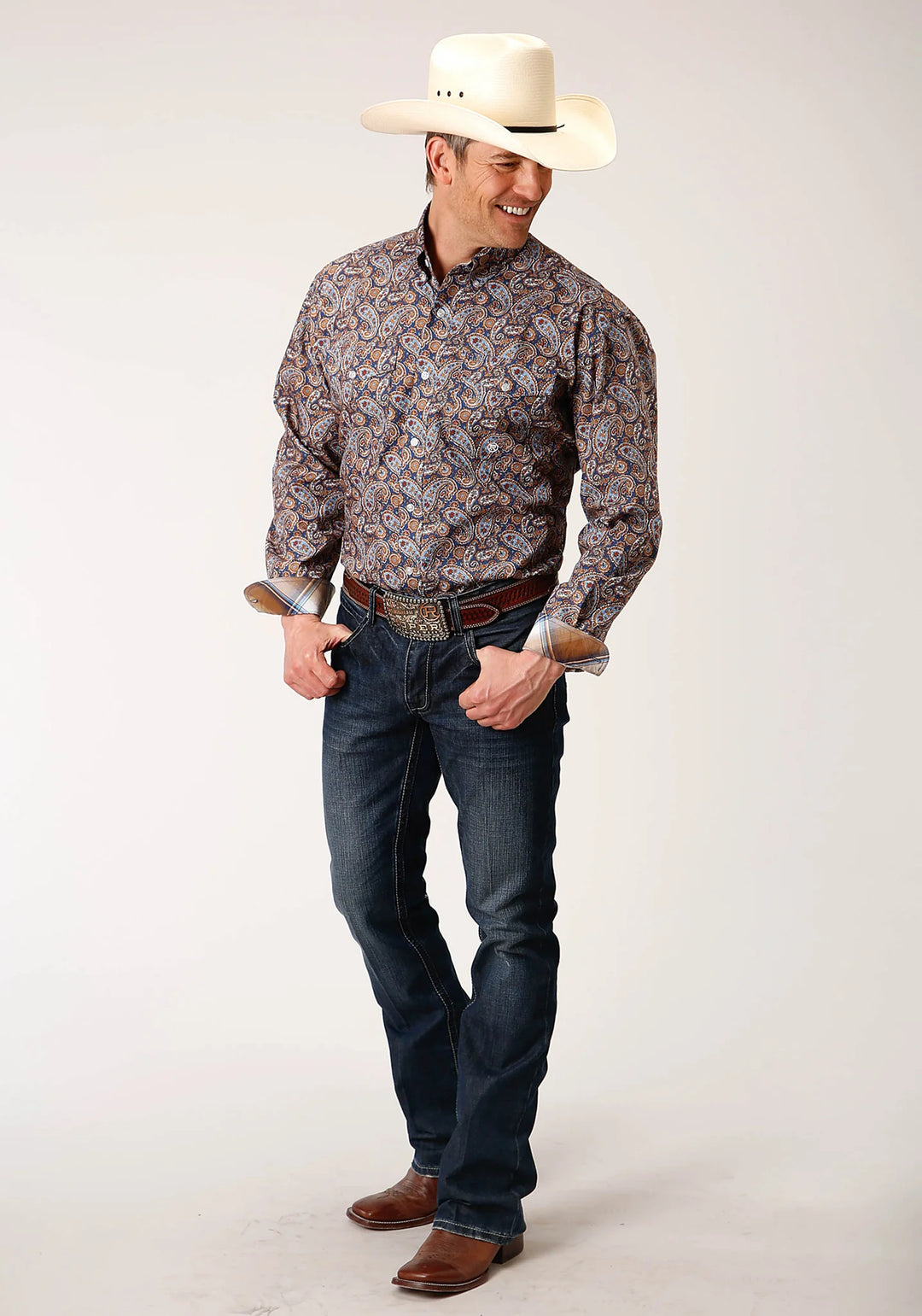 Roper Men's Long Sleeve Button Country Paisley Western Shirt